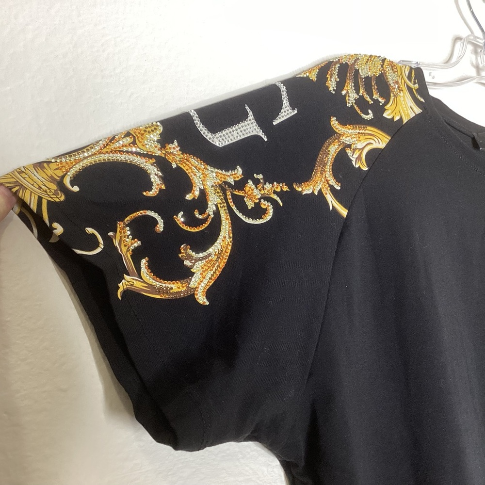 Avenue George V Paris Rhinestone Tee Black 3XL - Picture 3 of 11